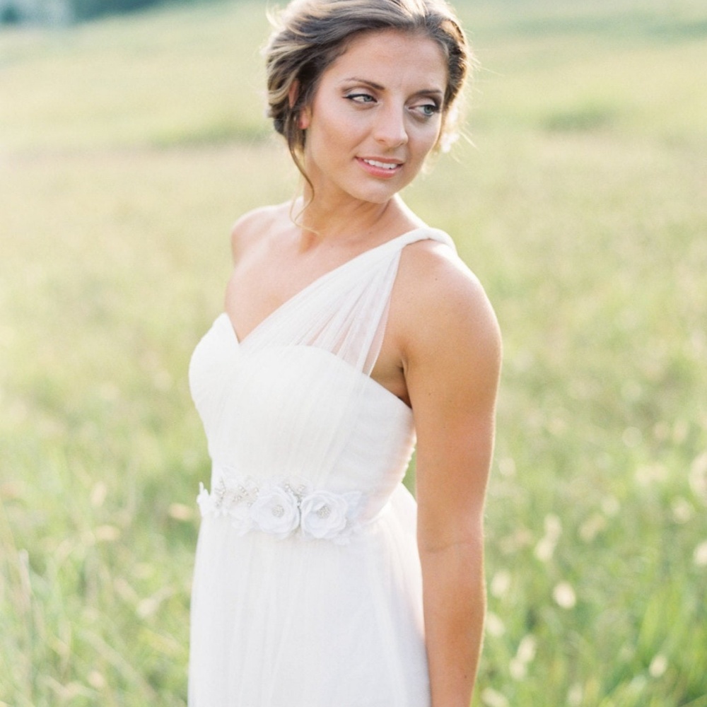 Bridal Flower Dress Sash. Bridal Gown Flower Sash.